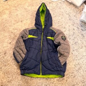 Protection System Kids Boys Blue Gray Neon Green Puffer Winter Jacket 2T 3T